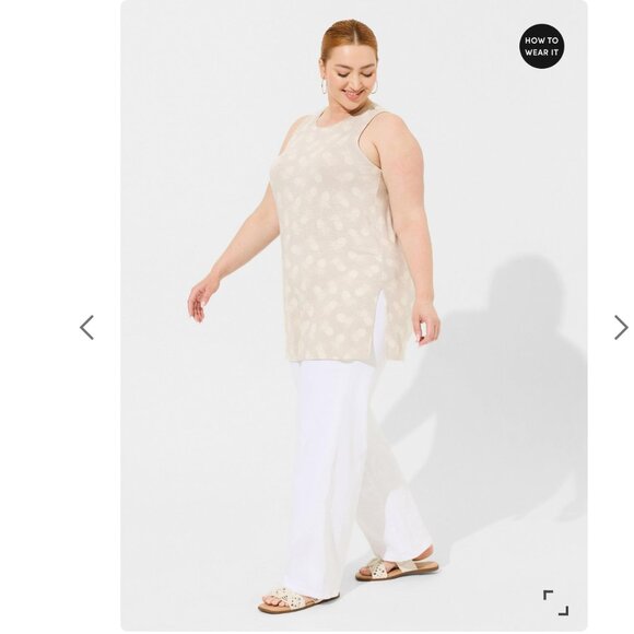 975. 1X, 2X - TORRID Pineapple Super Soft Slub Crew Neck Side Slit Tank NEW - Picture 4 of 6